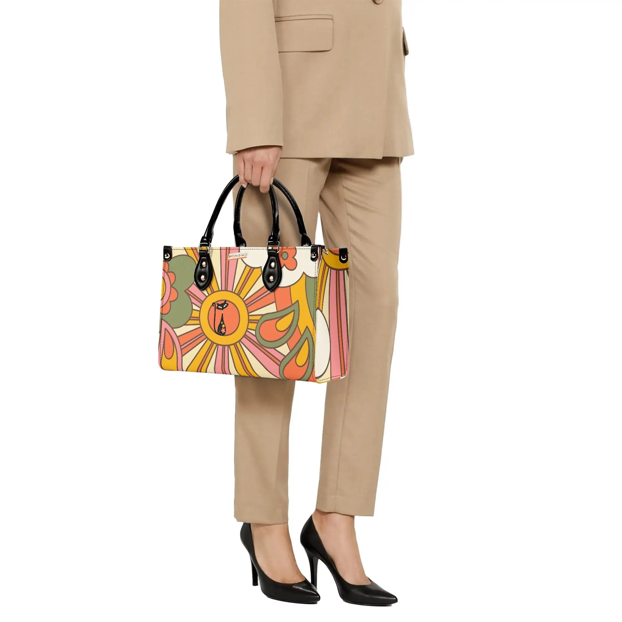 1970s Groovy Handbag, Atomic Kitty, Flower Power Hip Chic Trendy Kitsch Shoulder Bag