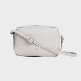 'AVON' Ice Grey Soft Nappa Full Grain Real Leather Crossbody Bag