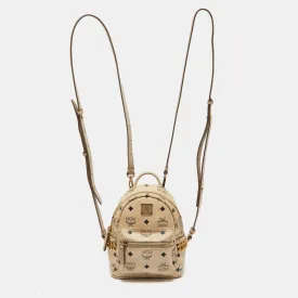 Beige Visetos Coated Canvas and Leather Mini Studded Stark-Bebe Boo Backpack