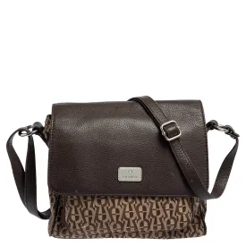 Beige/Brown Signature Canvas and Leather Flap Shoulder Bag
