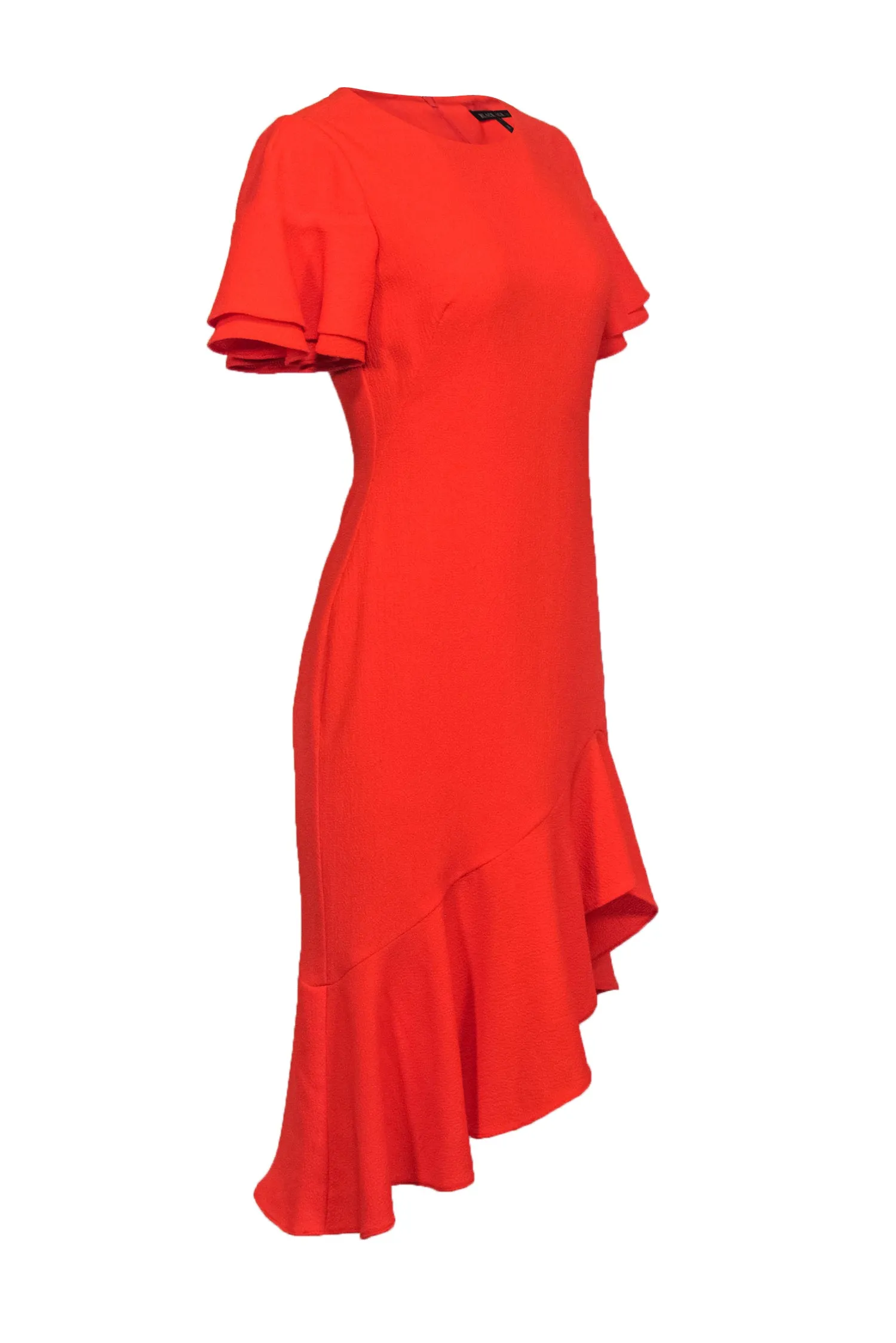 Black Halo - Orange Midi Dress w/ Ruffle Hem Sz 6