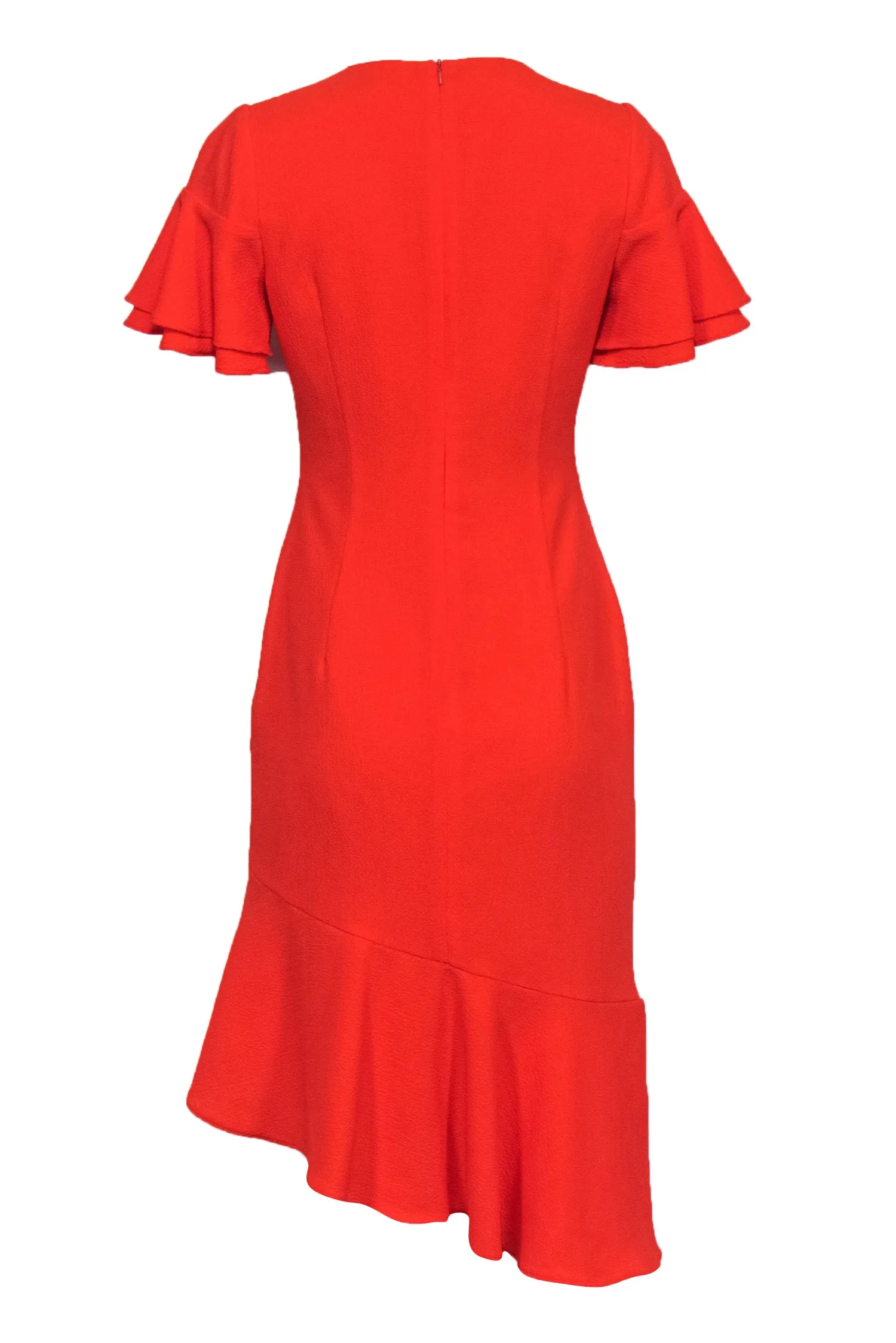 Black Halo - Orange Midi Dress w/ Ruffle Hem Sz 6