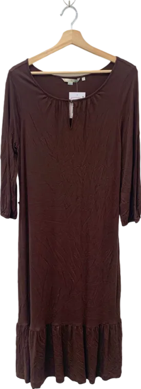 Boden Brown Keyhole Neck Ruffle Hem Dress UK 14L