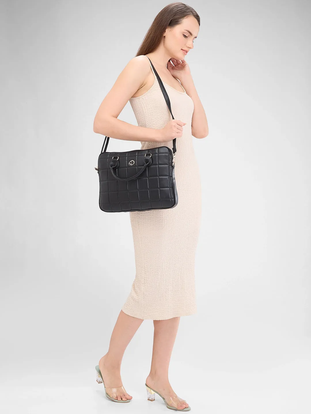 Caprese Braxton Quilted Laptop Sleeve Medium Black