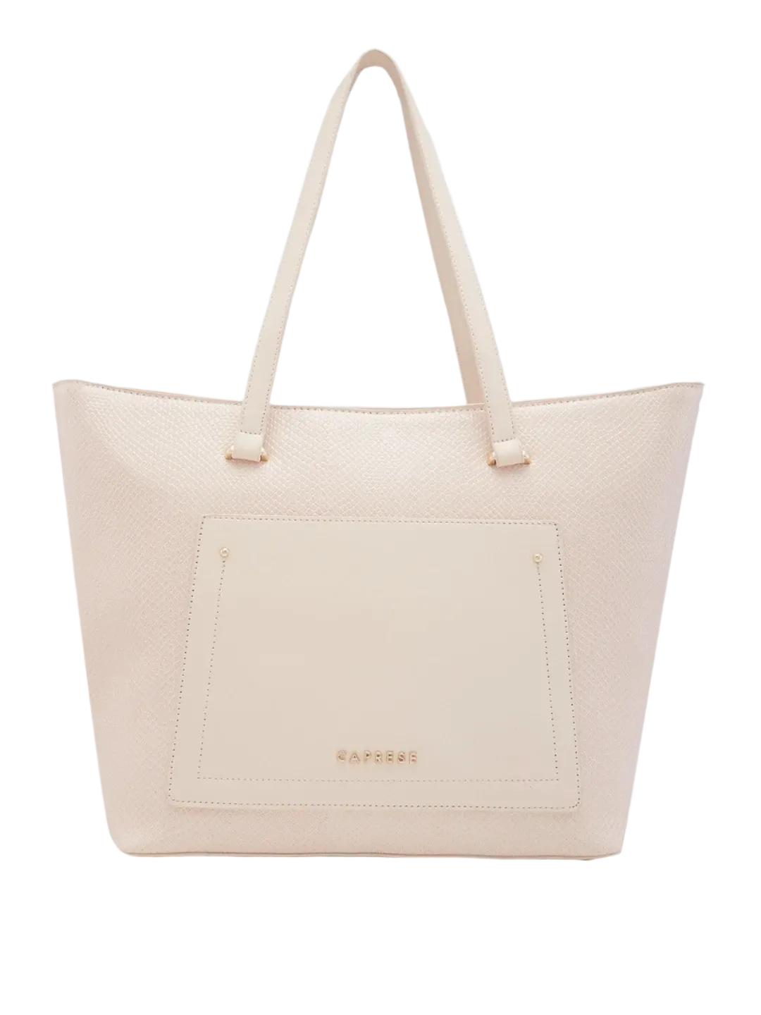 Caprese Roima Tote Large Self Design Women'S Office Handbag Beige