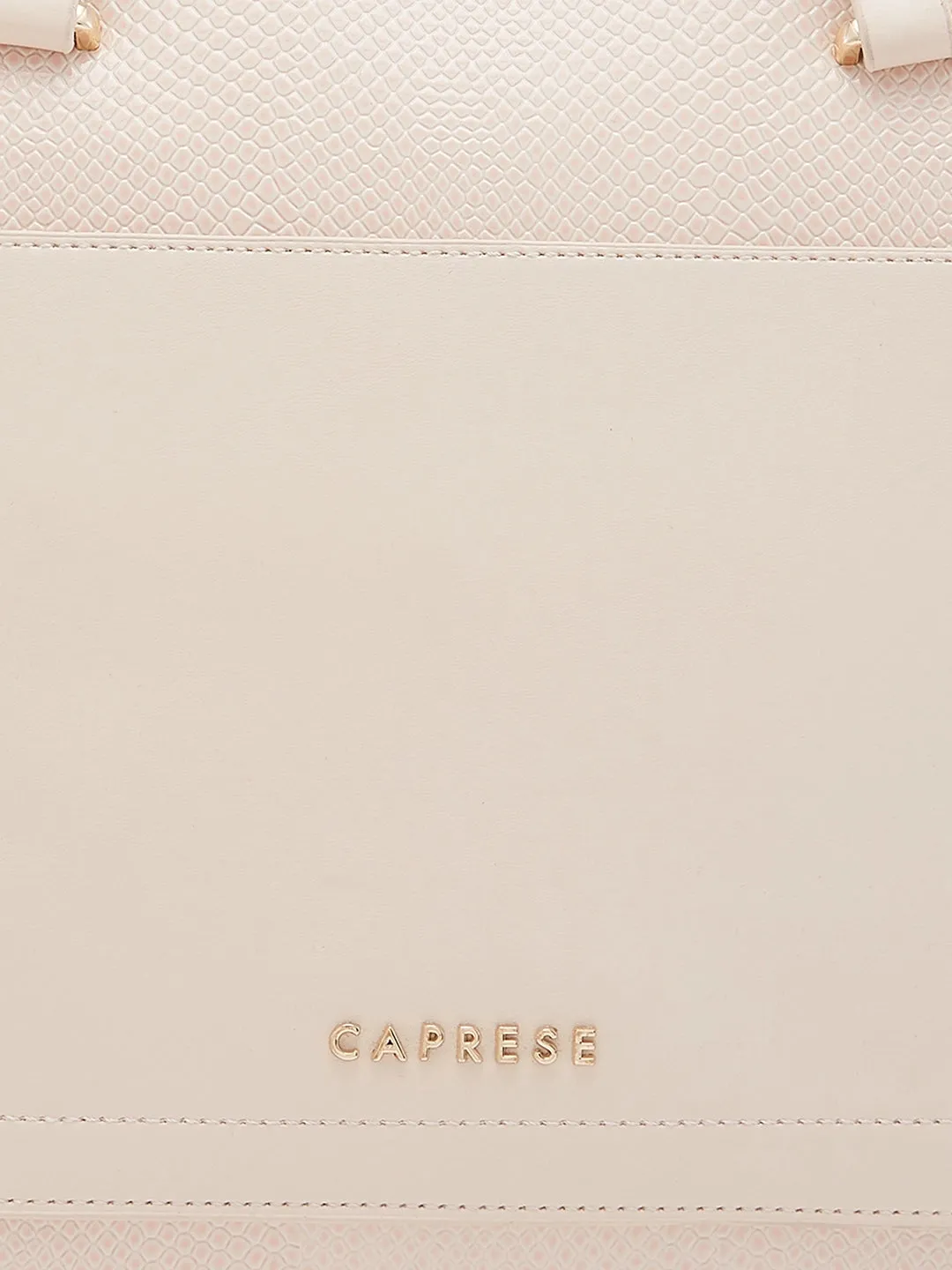 Caprese Roima Tote Large Self Design Women'S Office Handbag Beige