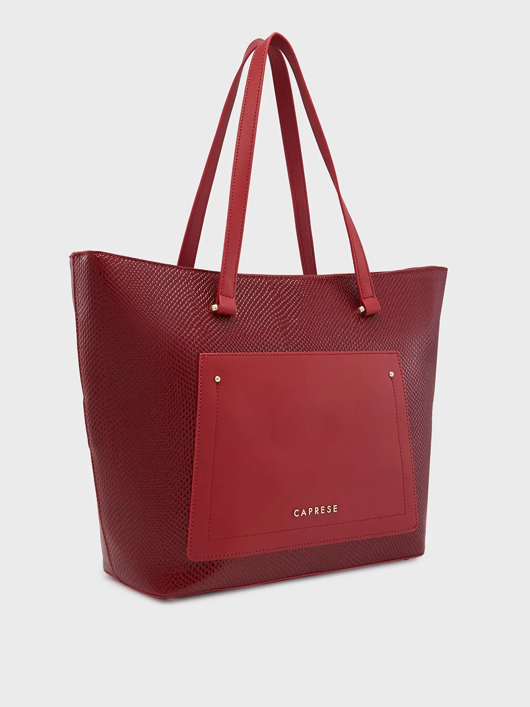 Caprese Roima Tote Large Self Design Women'S Office Handbag Red