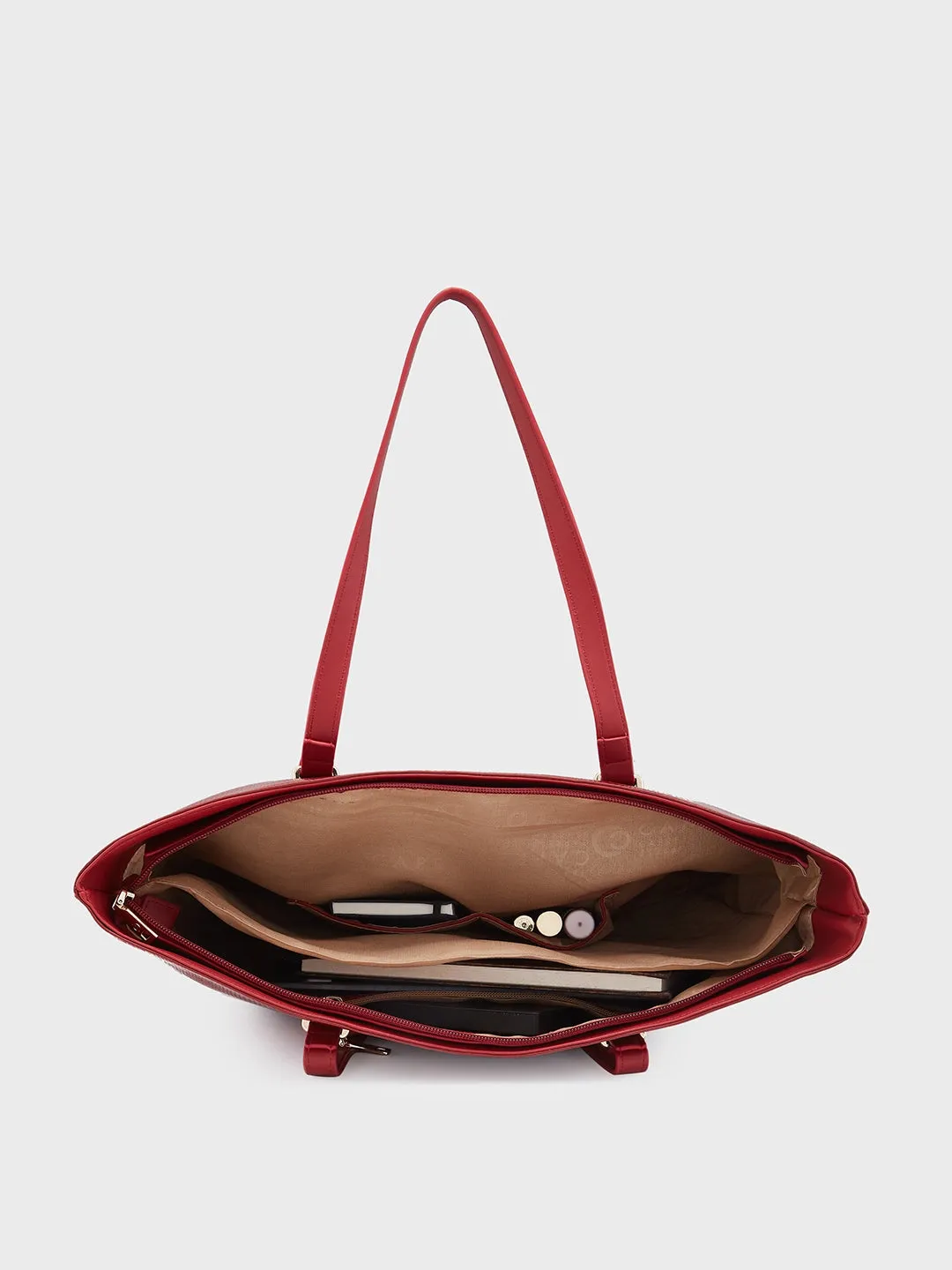 Caprese Roima Tote Large Self Design Women'S Office Handbag Red