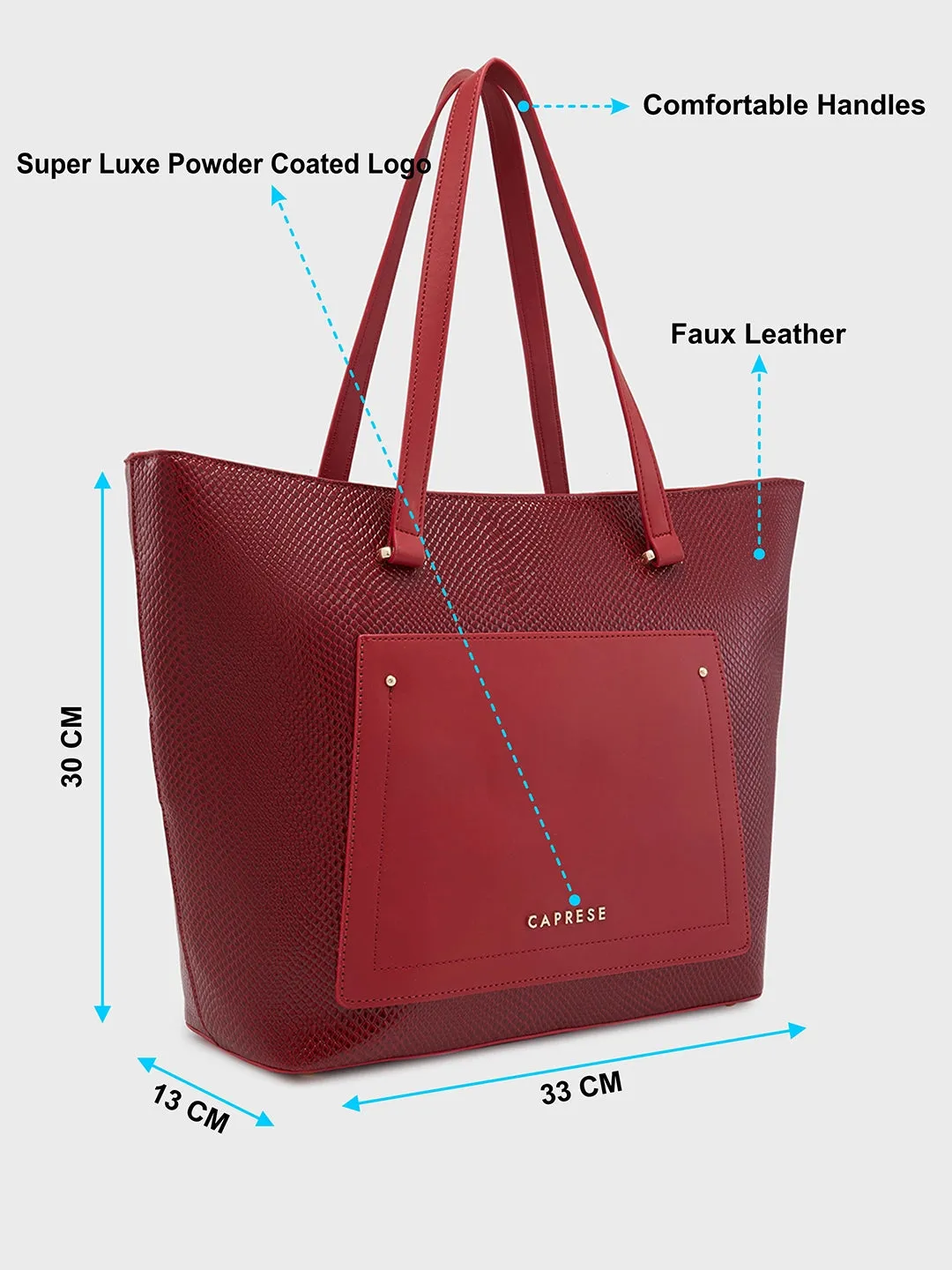 Caprese Roima Tote Large Self Design Women'S Office Handbag Red