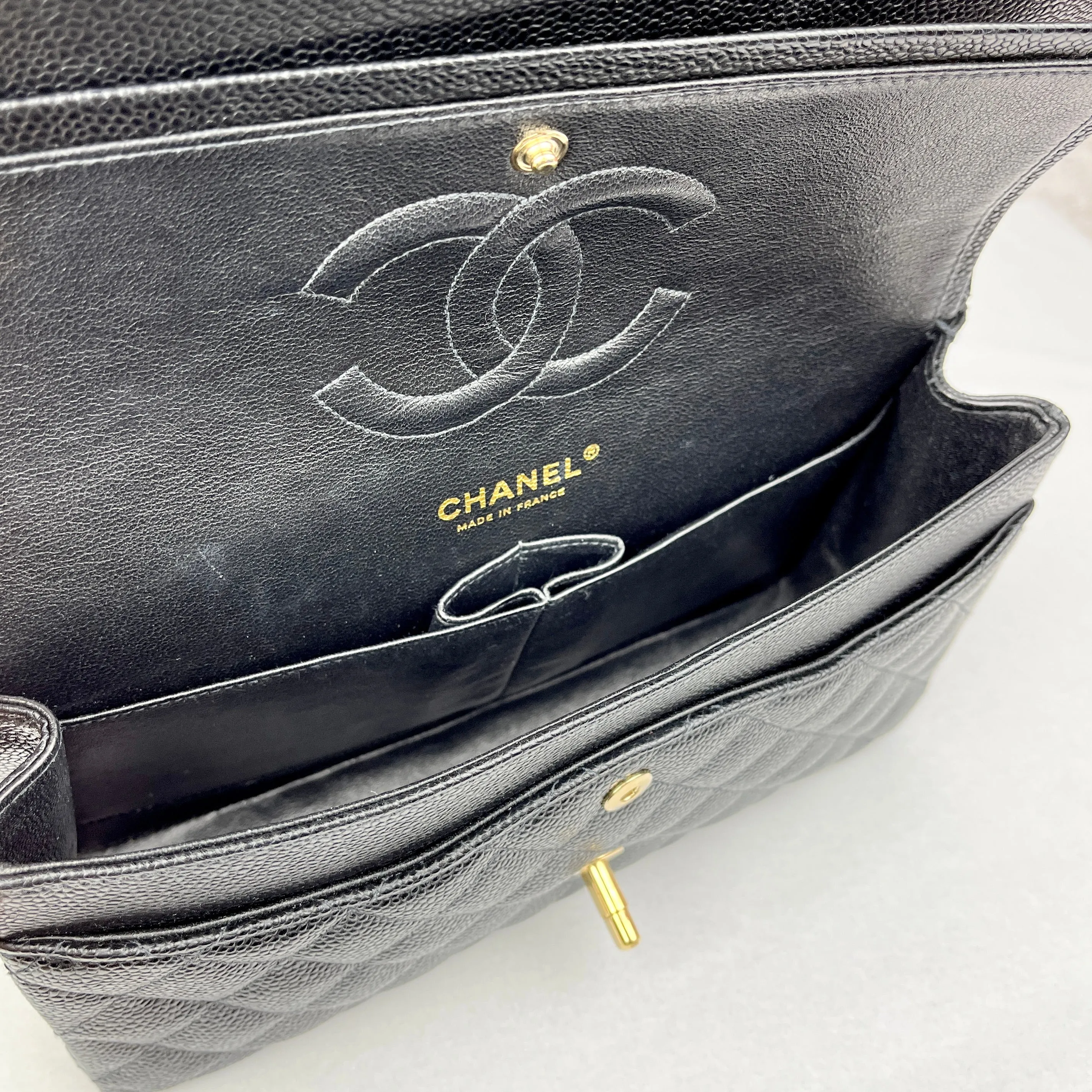 Chanel Classic Caviar Flap Bag, Black/Gold Hardware