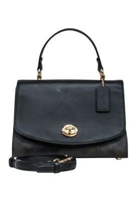 Coach - Black Fold Over w/ Brown Logo Crossbody Bag