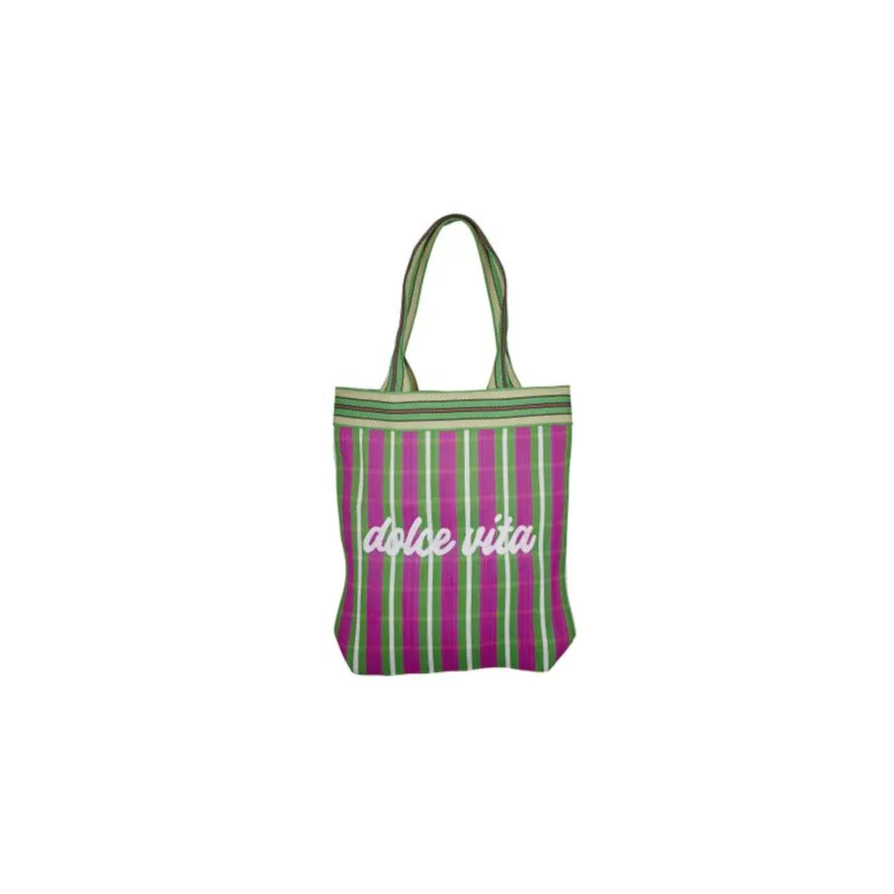 Dolce Vita Recycled Tote Pink/Green 38x10x40cm