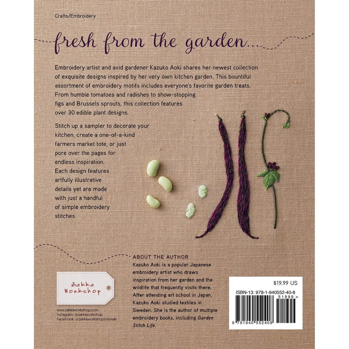 Embroidered Kitchen Garden: Vegetable, Herb & Flower Motifs to Stitch & Savor by Kazuko Aoki