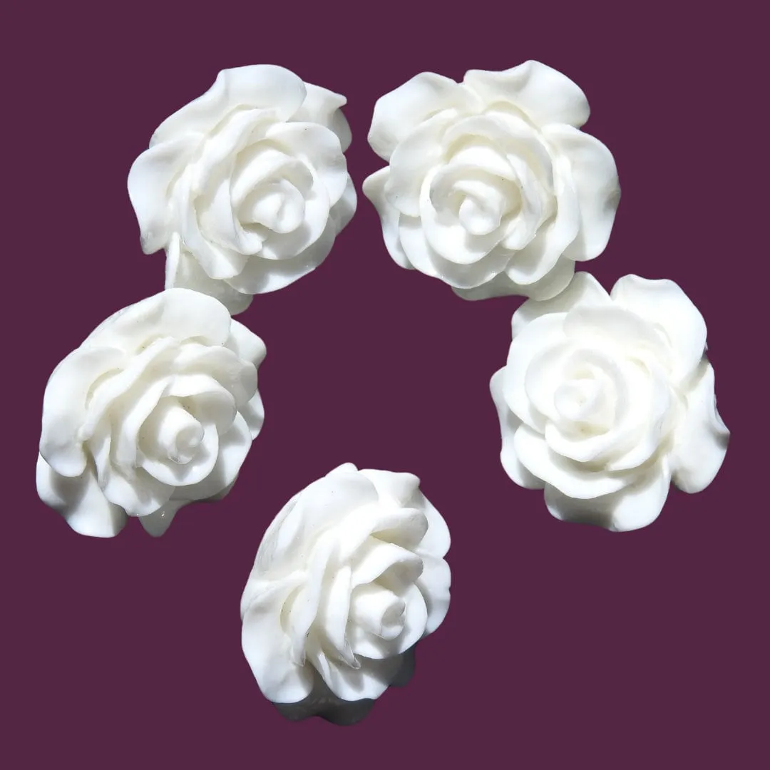 Fancy White Rose Floral Buttons