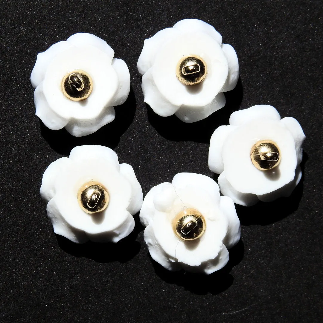Fancy White Rose Floral Buttons