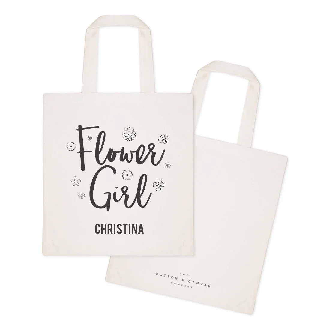 Flower Girl Personalized Wedding Cotton Canvas Tote Bag by The Cotton & Canvas Co.