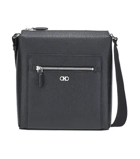 Gancini Crossbody Bag Calf Leather Black