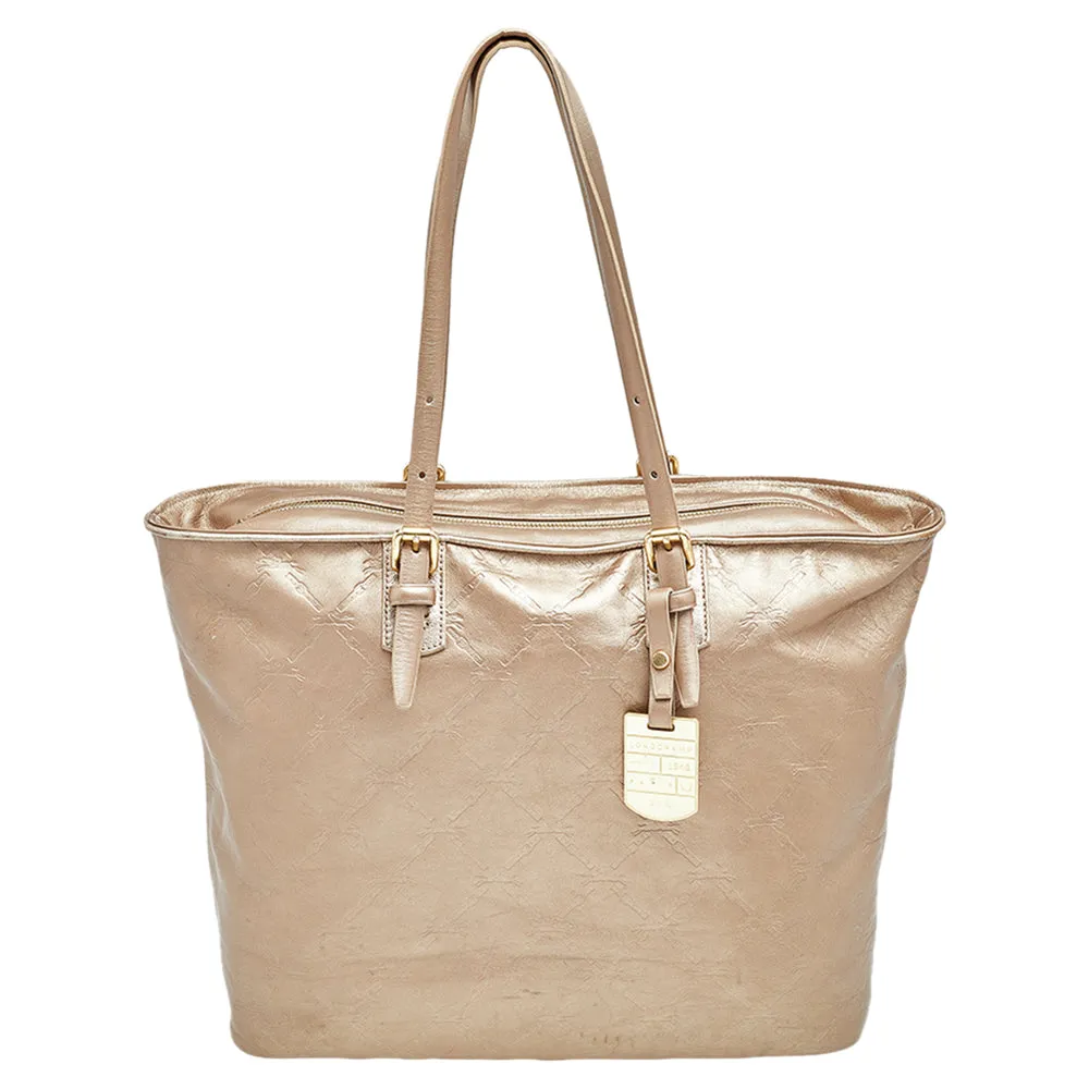 Gold Leather Large LM Cuir Shopping Tote