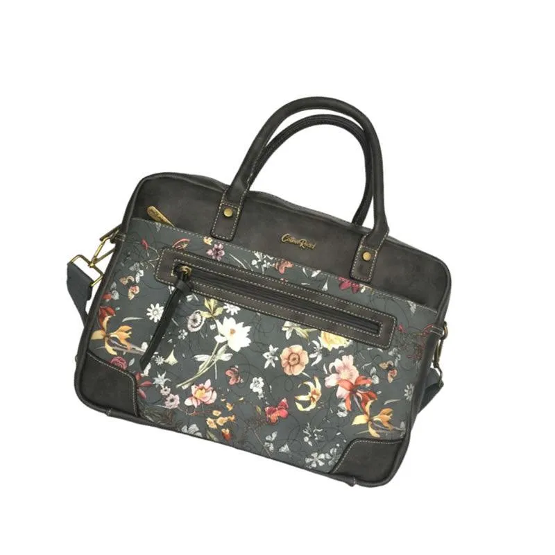 Large Capacity Pu Leather With Flowers Details Handbag -B82116 Grey