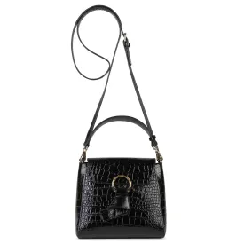Midi Pimlico Leather Crossbody Bag (Black)