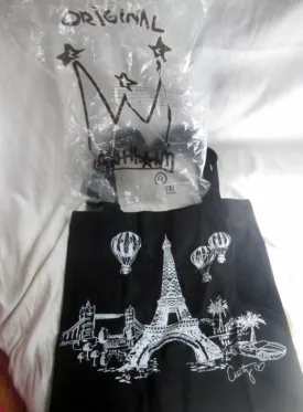 NEW ANTTHONY ORIGINALS Eiffel Tower Balloon Vegan Tote Shopper Carryall BLACK