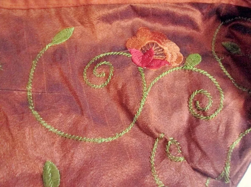 NEW Embroidered Metallic Festival Sling Tote Vegan Ethnic Shoulder Bag RUST ORANGE XL