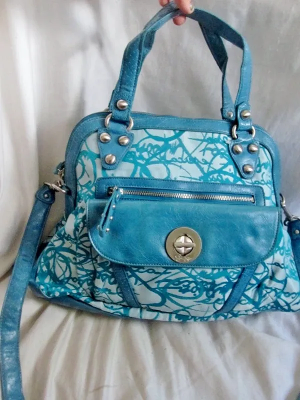 NEW JESSICA SIMPSON scribble vegan shoulder bag clutch satchel tote hobo BLUE L