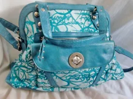 NEW JESSICA SIMPSON scribble vegan shoulder bag clutch satchel tote hobo BLUE L
