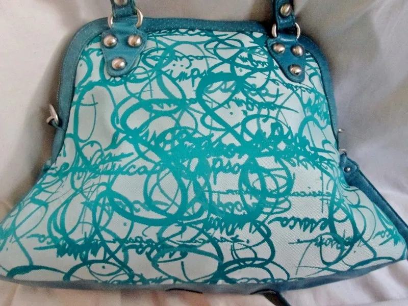 NEW JESSICA SIMPSON scribble vegan shoulder bag clutch satchel tote hobo BLUE L