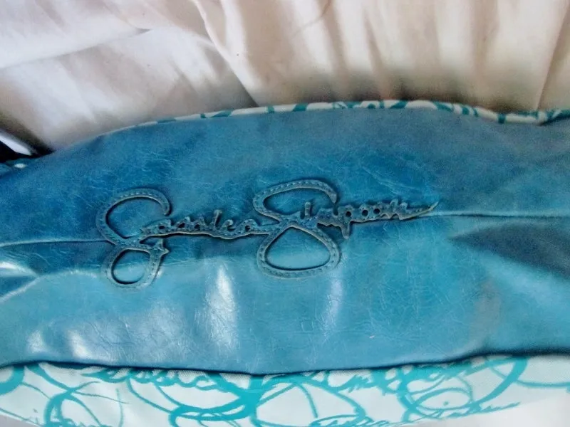 NEW JESSICA SIMPSON scribble vegan shoulder bag clutch satchel tote hobo BLUE L
