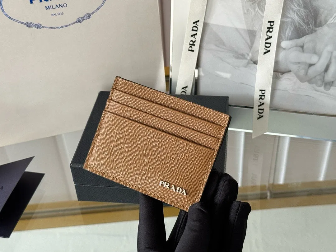 P Saffiano Leather Card Holder