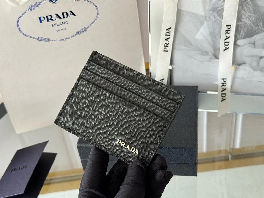 P Saffiano Leather Card Holder