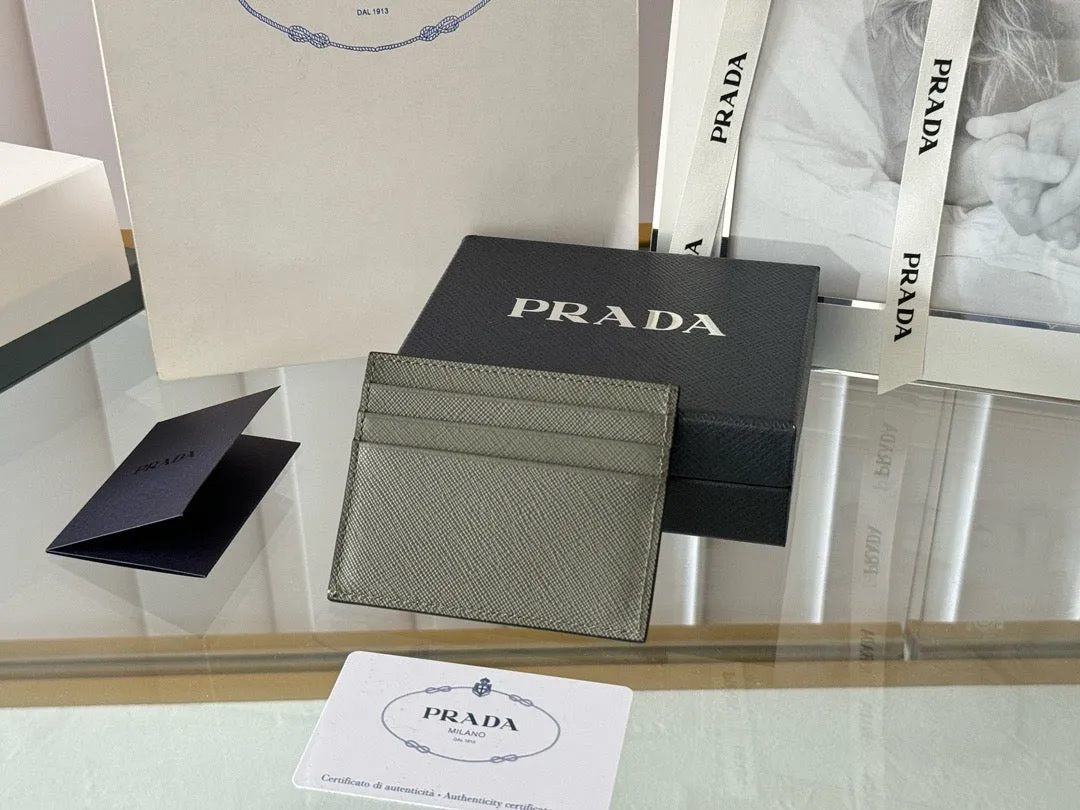 P Saffiano Leather Card Holder