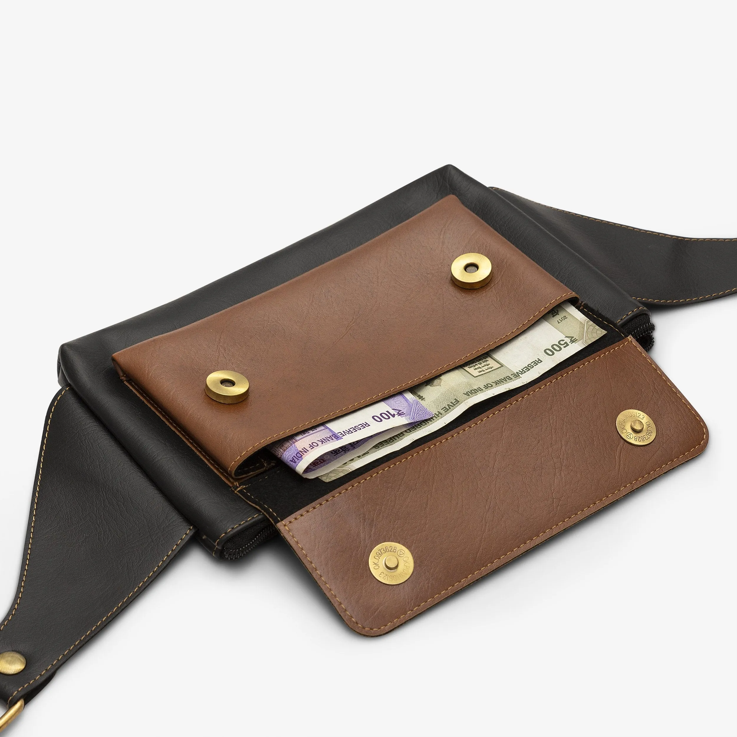 Personalised Mens Crossbody Bag - Black & Tan