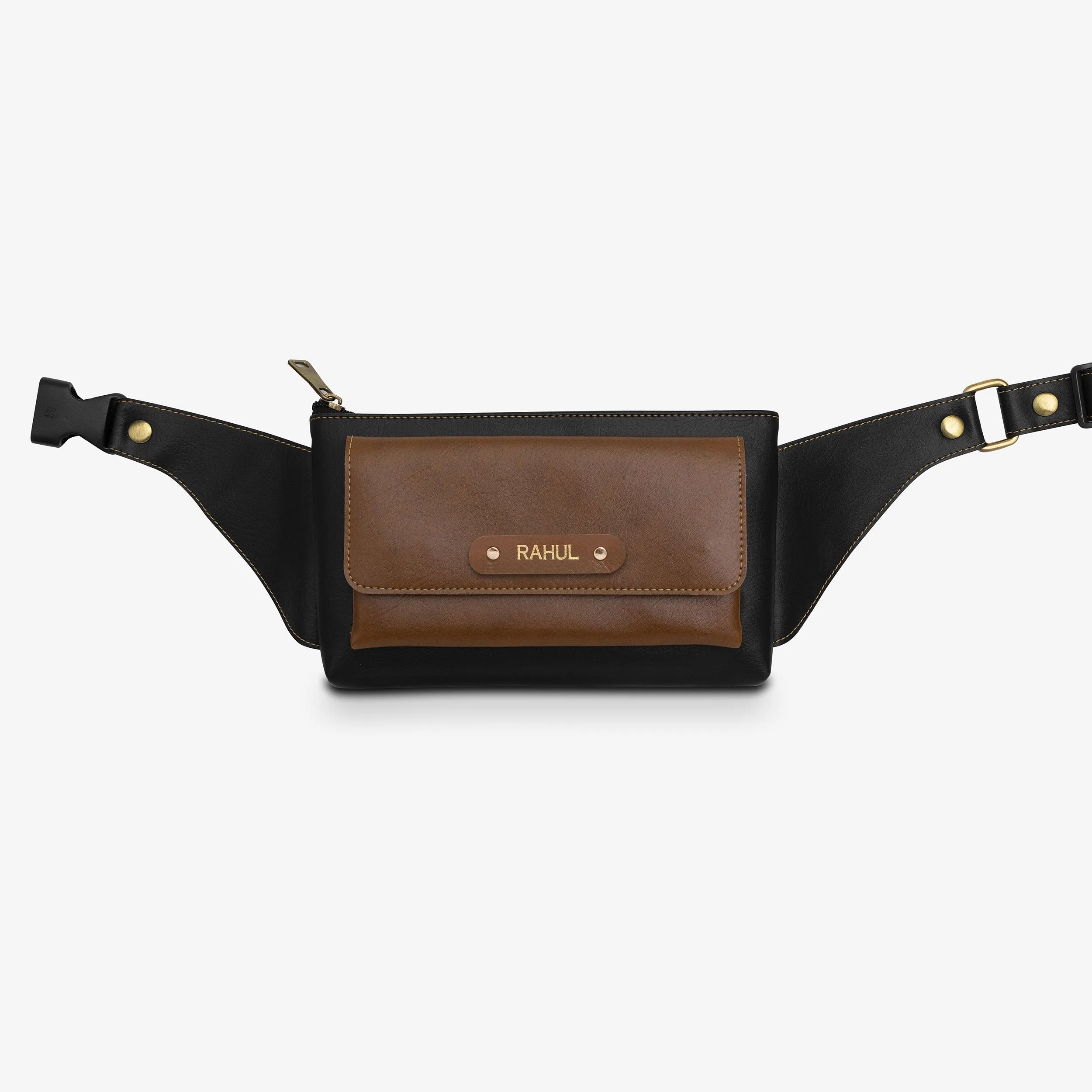 Personalised Mens Crossbody Bag - Black & Tan