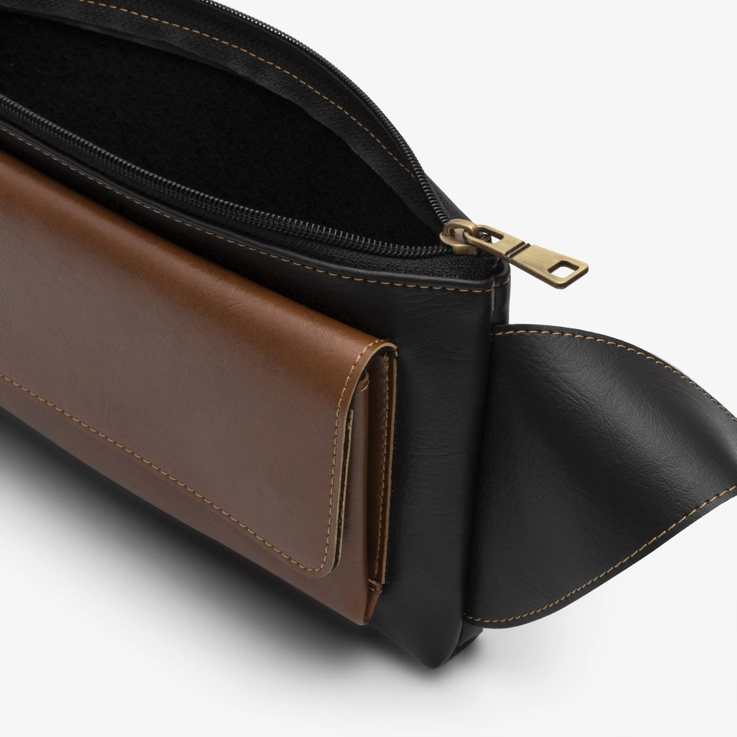 Personalised Mens Crossbody Bag - Black & Tan
