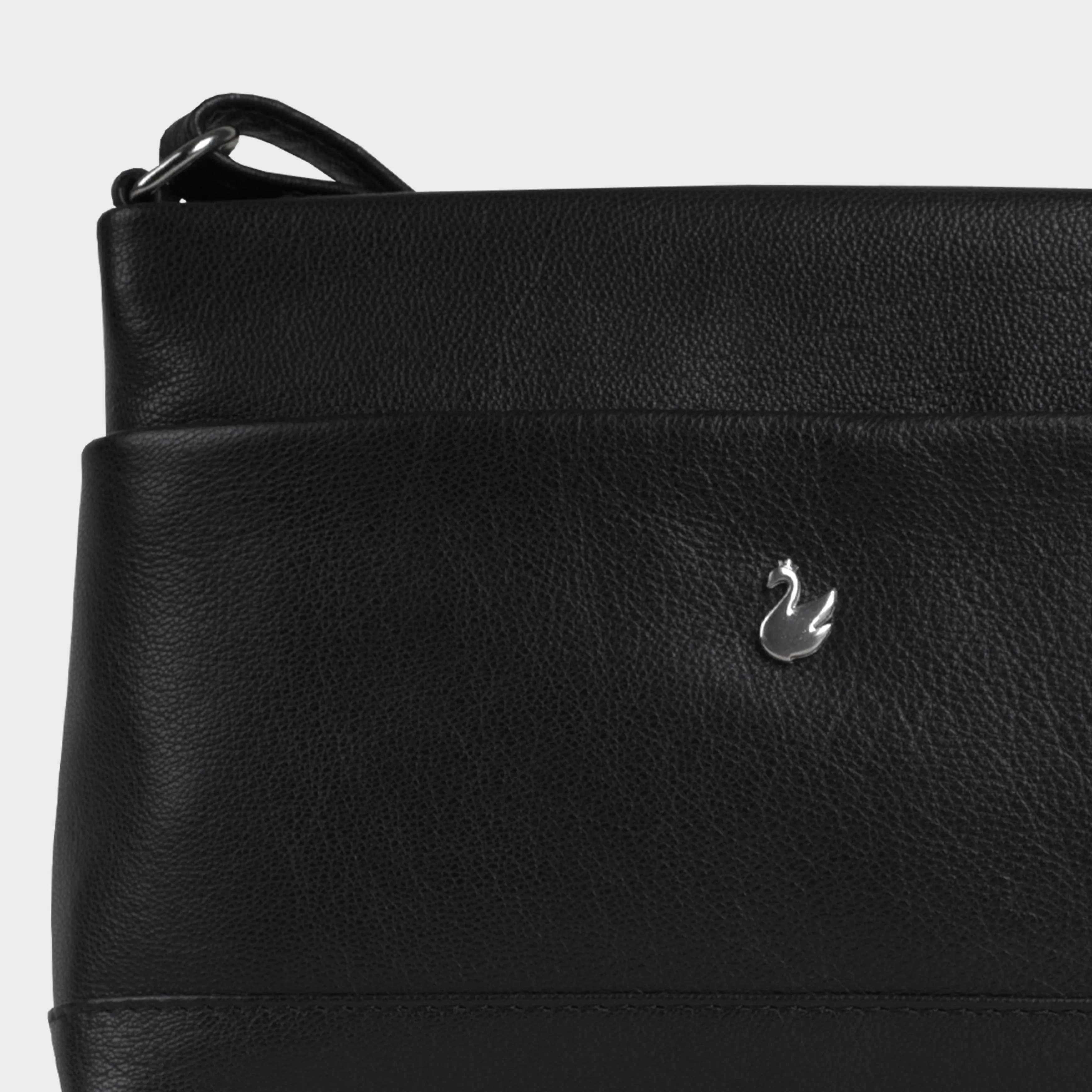 'SANDRA' Black Soft Nappa Full Grain Real Leather Crossbody Bag