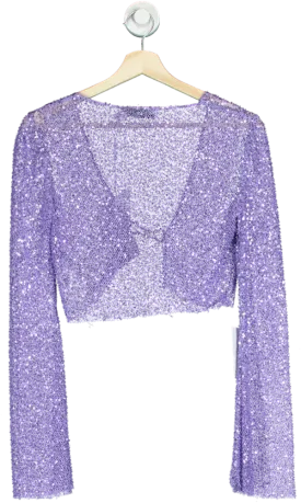 Self-Portrait Purple Beaded Cardigan UK 6