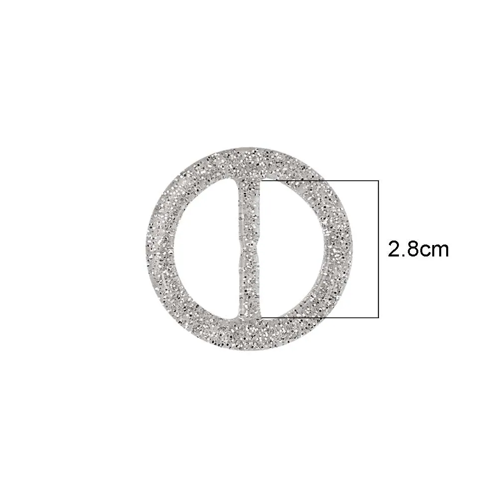 Sparkling Glistening Silver Glitter Sliding Belt Buckle