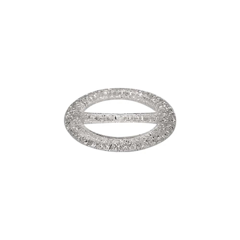Sparkling Glistening Silver Glitter Sliding Belt Buckle