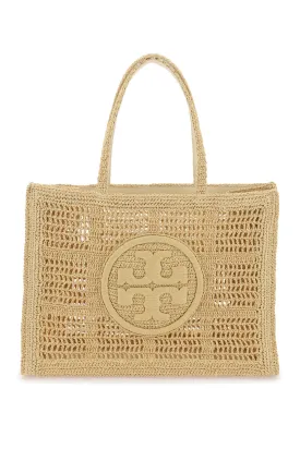 Tory Burch Ella Crochet Raffia Tote Bag In Beige