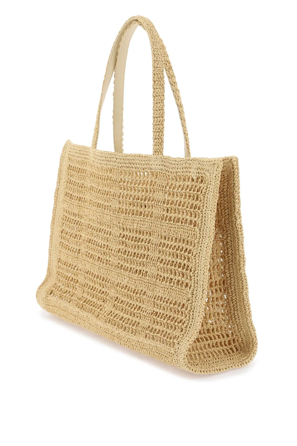 Tory Burch Ella Crochet Raffia Tote Bag In Beige