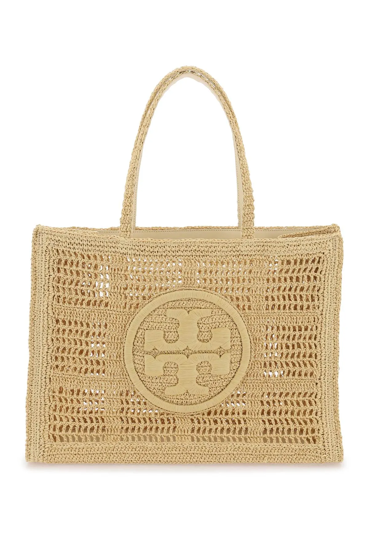 Tory Burch Ella Crochet Raffia Tote Bag In Beige