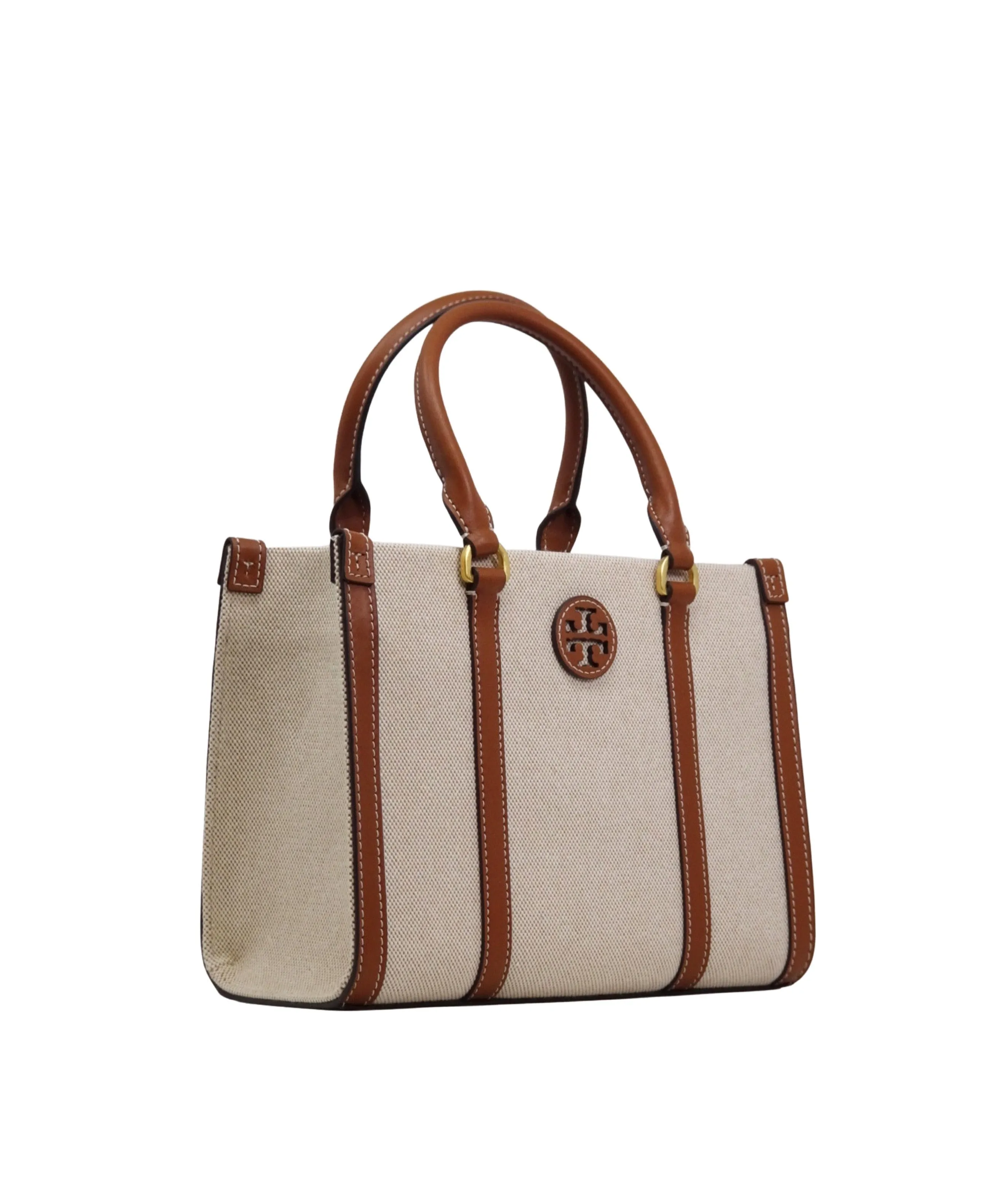 Tory Burch Natural / Classic Cuoio Blake Canvas Small Tote