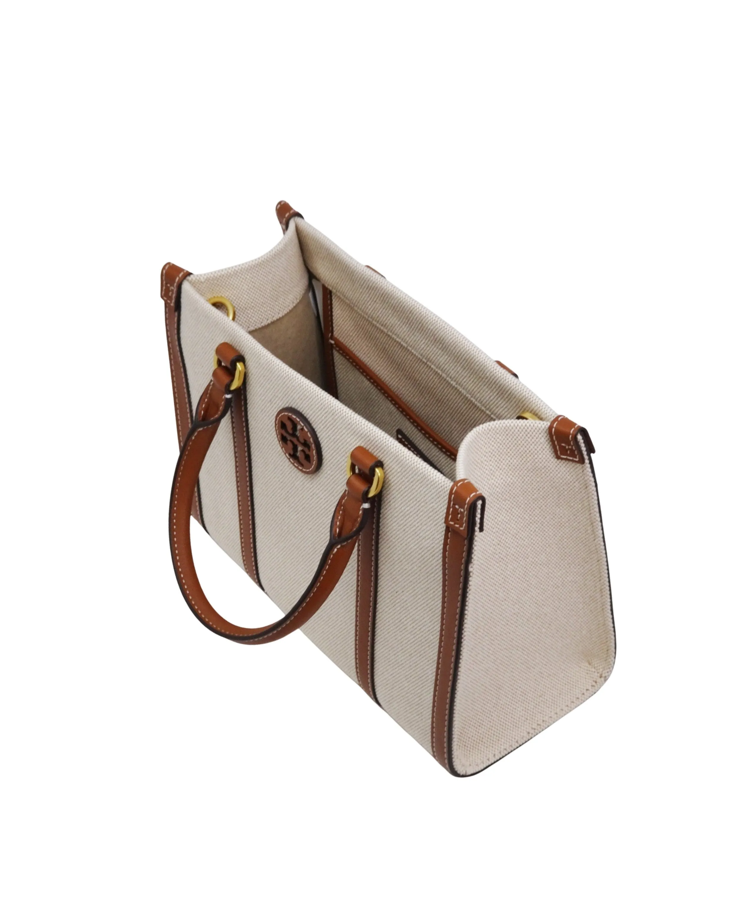 Tory Burch Natural / Classic Cuoio Blake Canvas Small Tote