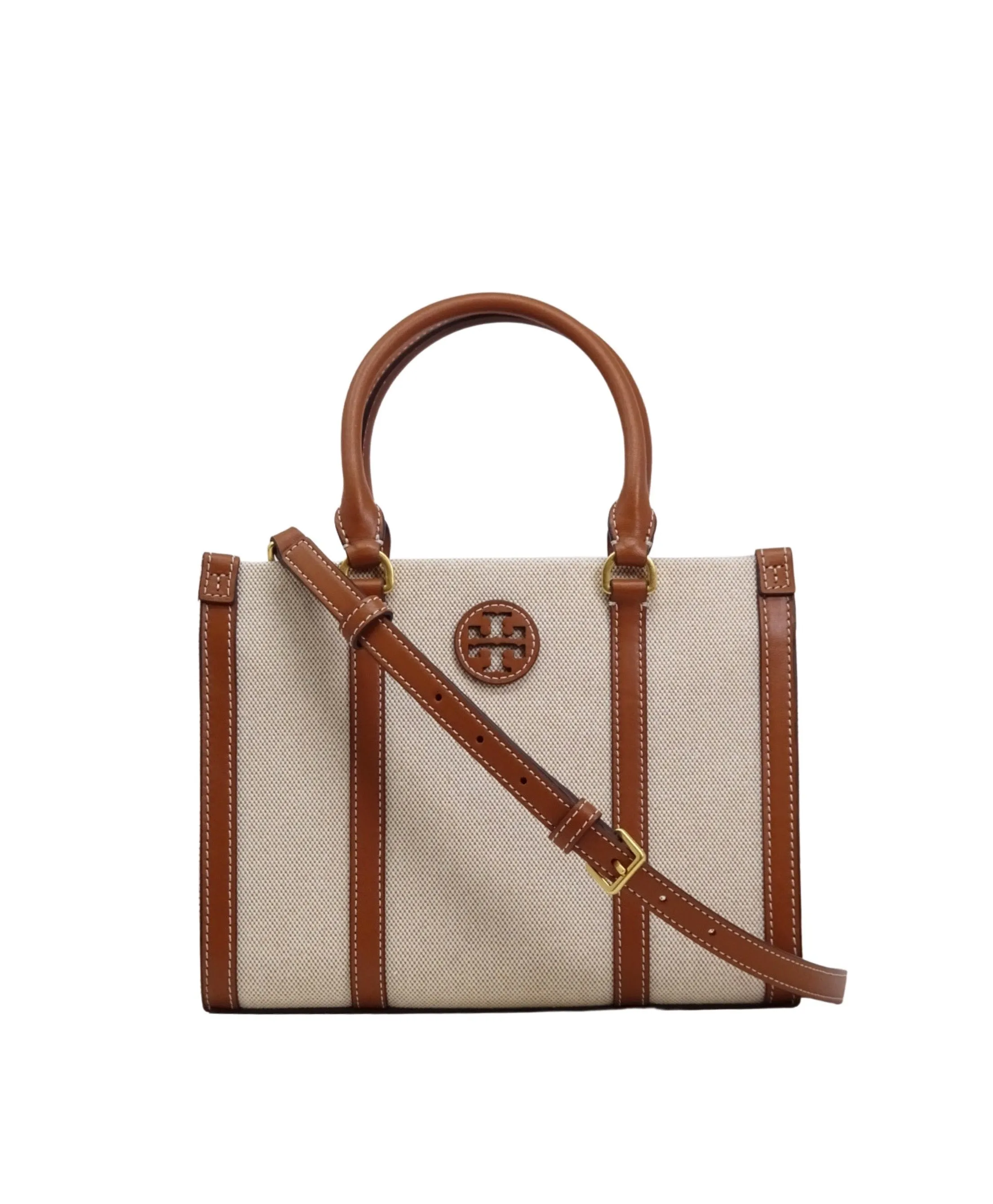 Tory Burch Natural / Classic Cuoio Blake Canvas Small Tote