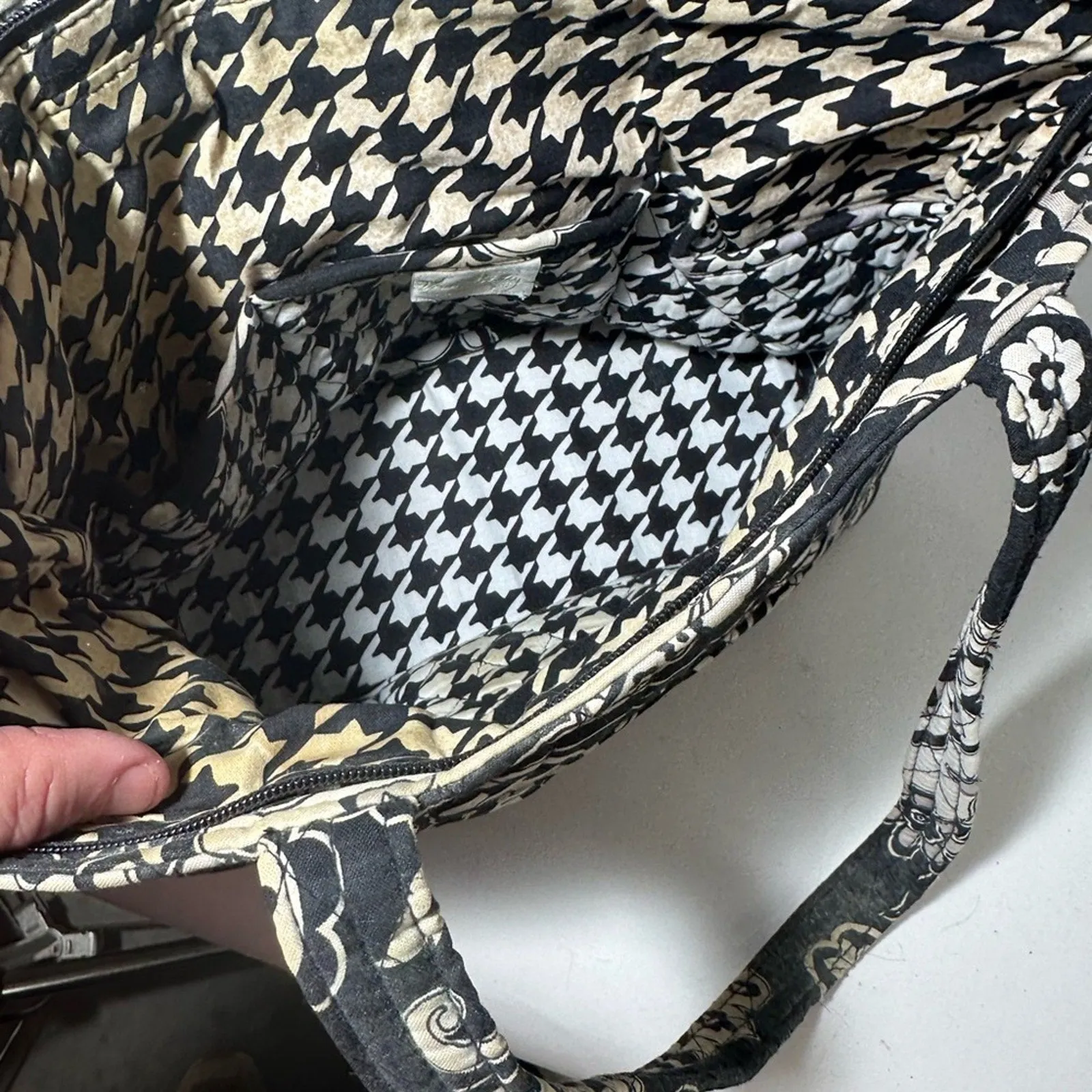 Vera Bradley Black and White Paisley Tote with Double Handles
