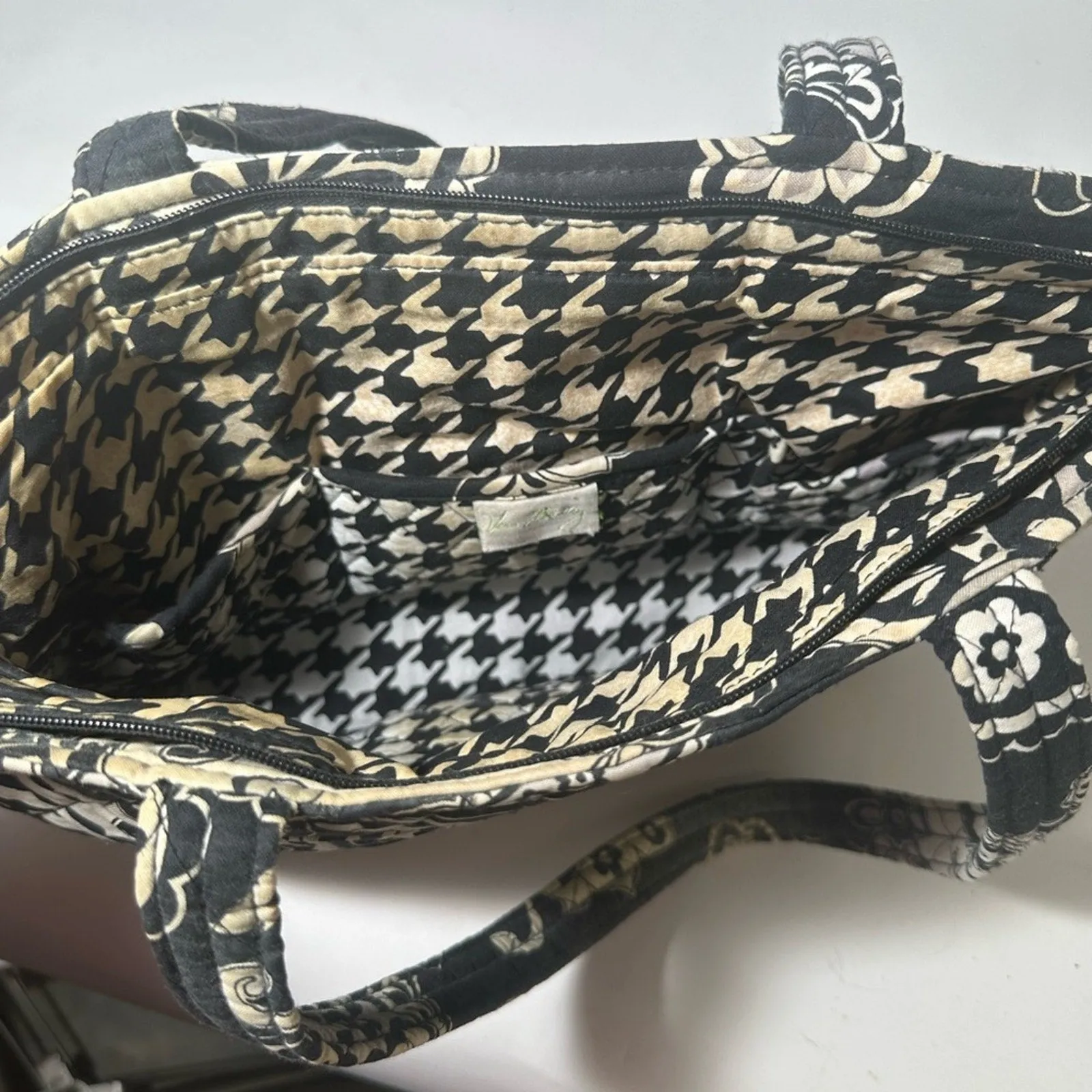 Vera Bradley Black and White Paisley Tote with Double Handles