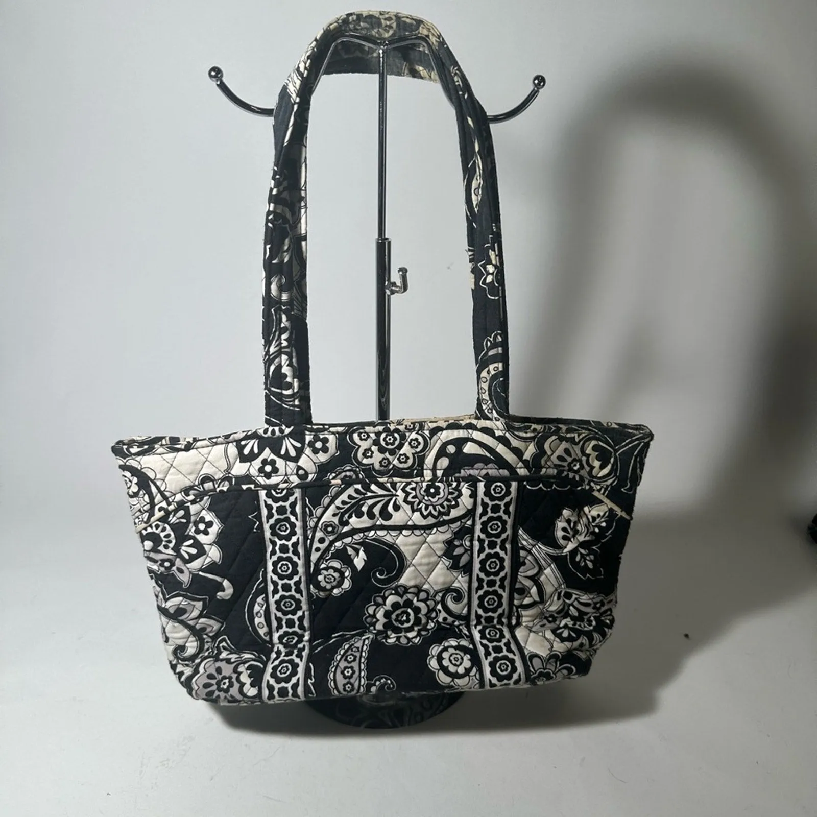Vera Bradley Black and White Paisley Tote with Double Handles