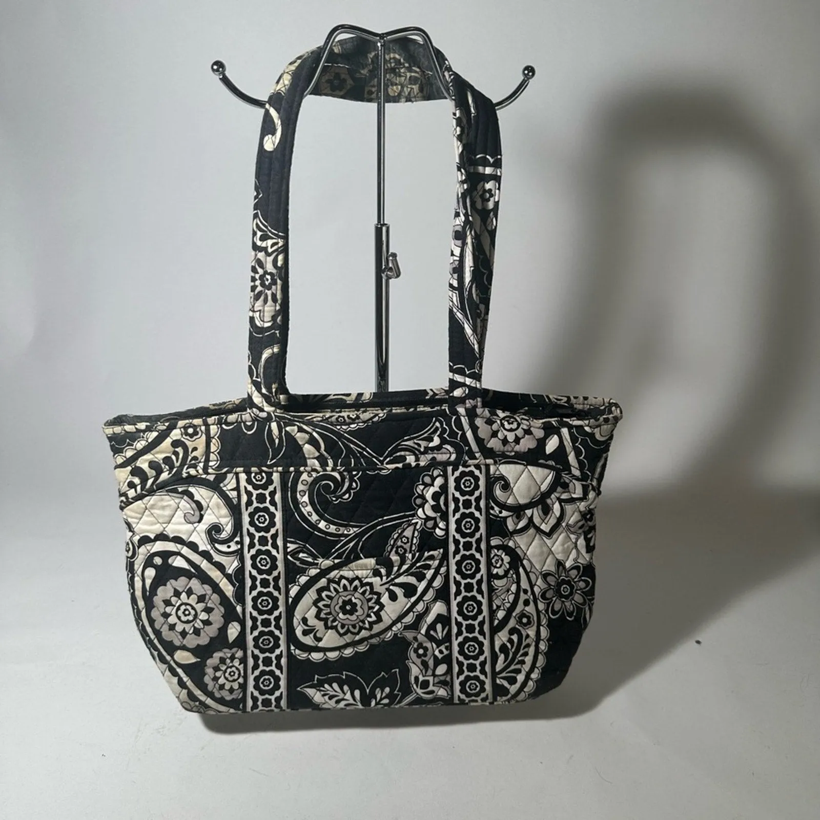 Vera Bradley Black and White Paisley Tote with Double Handles